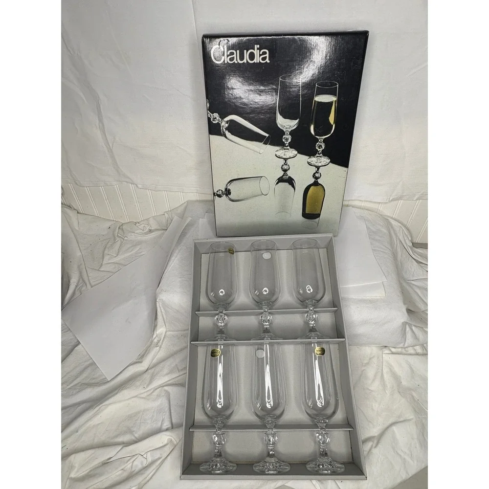 Bohemia Crystal Claudia Champagne Flutes Set of 6 180ml Fine Lead Crystal